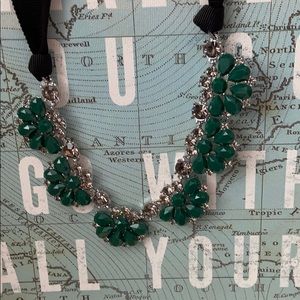 NWT. Ann Taylor Necklace with Green stones & bling
